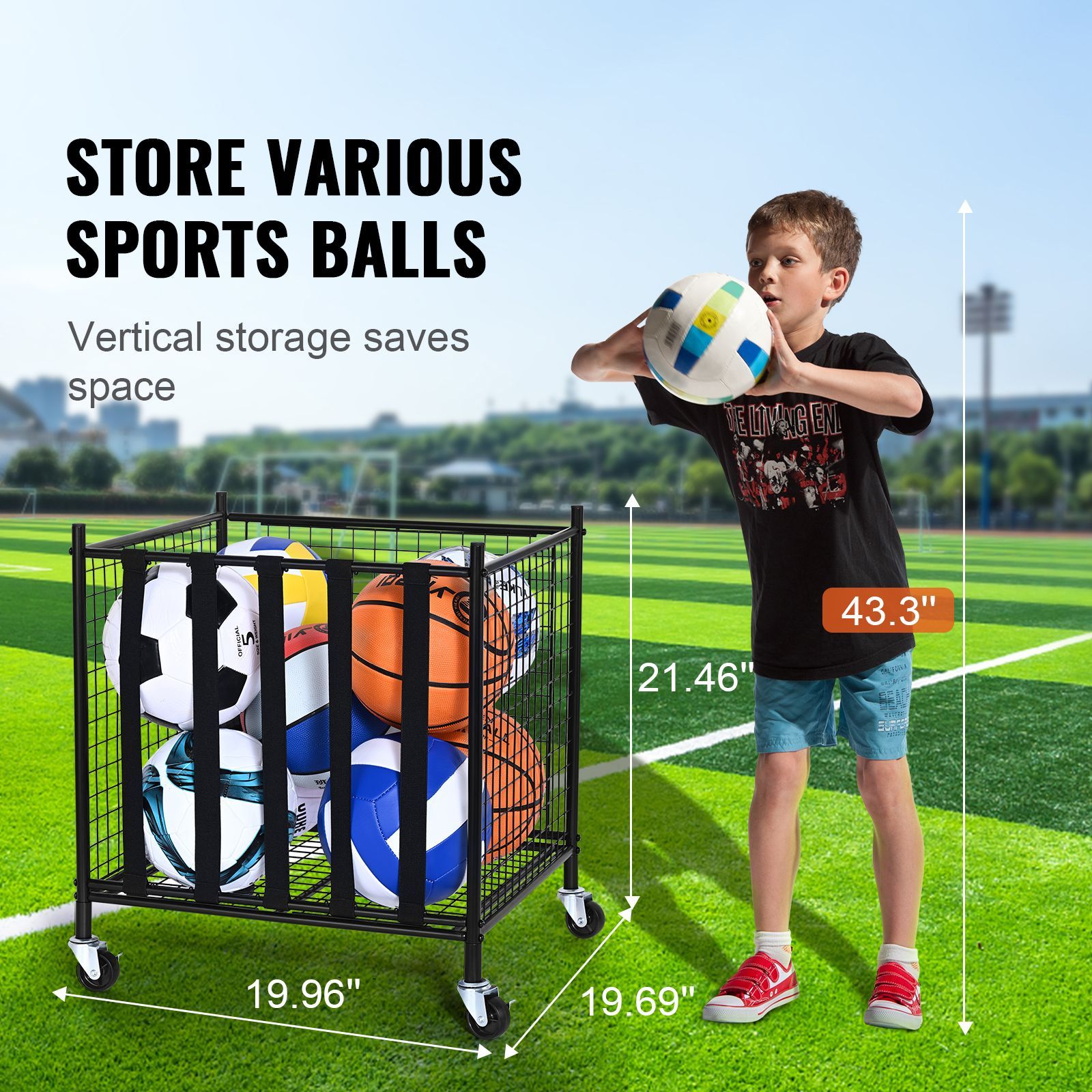 Rolling Sports Ball Storage Ca - Sports Equipment Organizer Rack ulasan dan harga