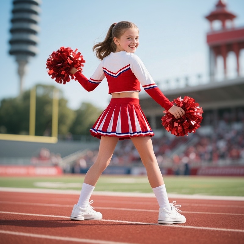 Girls Cheerleader Costume Bask - Cheerleading Pom Pom ulasan dan harga