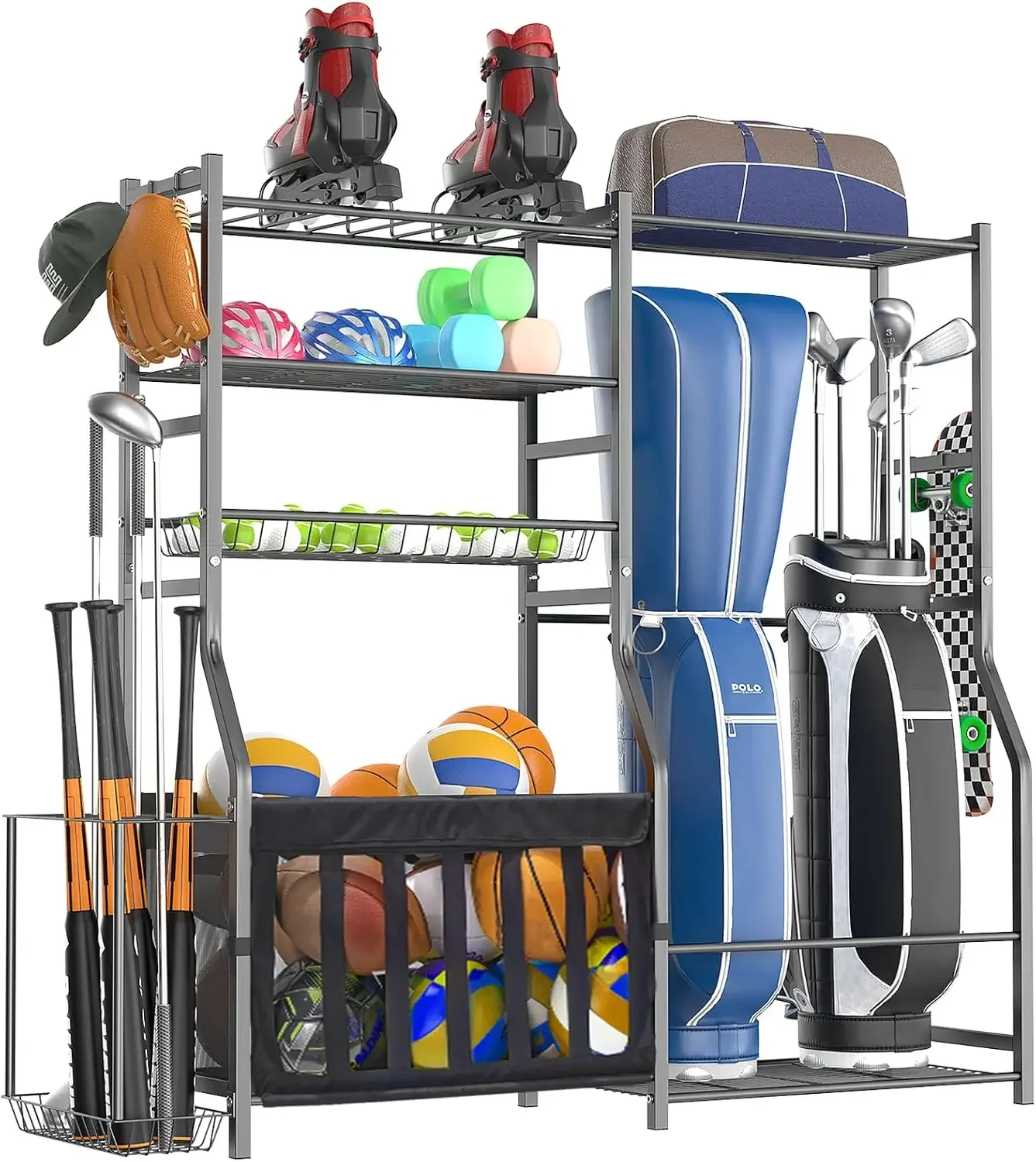 Heavy Duty Garage Sports Equip - Sports Equipment Organizer Rack ulasan dan harga